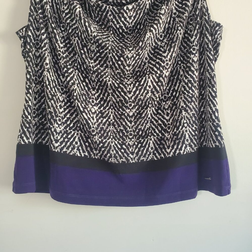 Calvin Klein Women's Printed Top Large Sleeveless Cowl Neck Business Casual Work - Picture 3 of 10